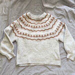 Vigoss Cream and Brown Knit Sweater